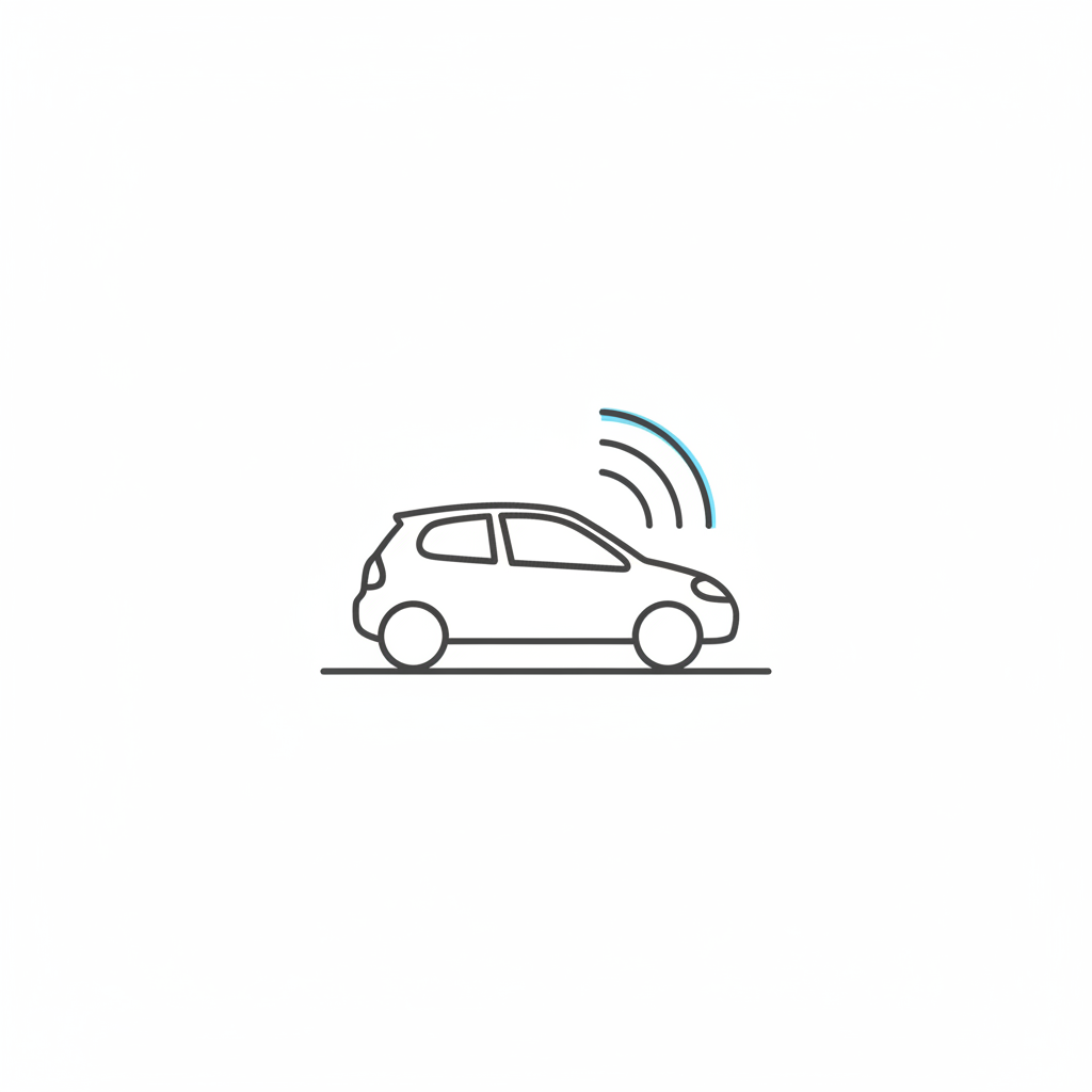Illustration of a car with sound waves radiating from its alarm